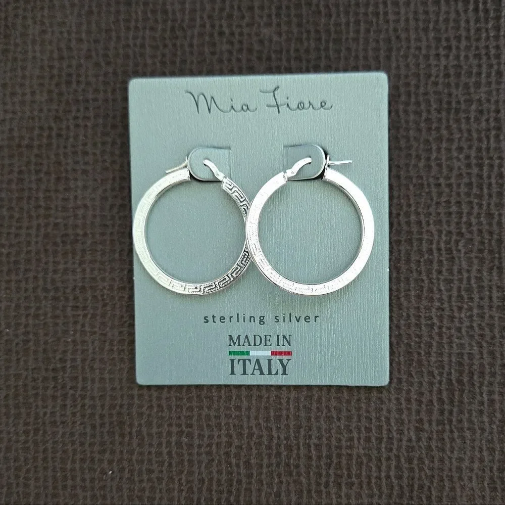 Mia Fiore Silver🤍 Greek🇬🇷 Key🔑 Hoop Earrings